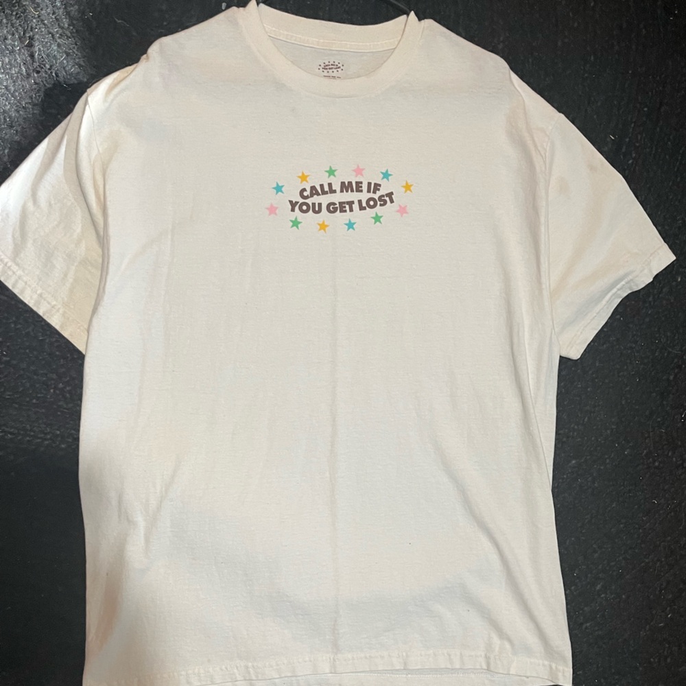 “Call me if you get lost”   White Graphic T-Shirt